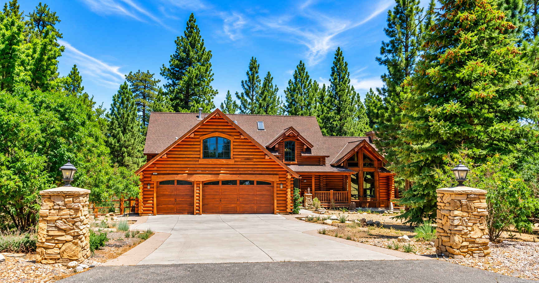 Mountain home in Big Bear City, California surrounded by pine trees